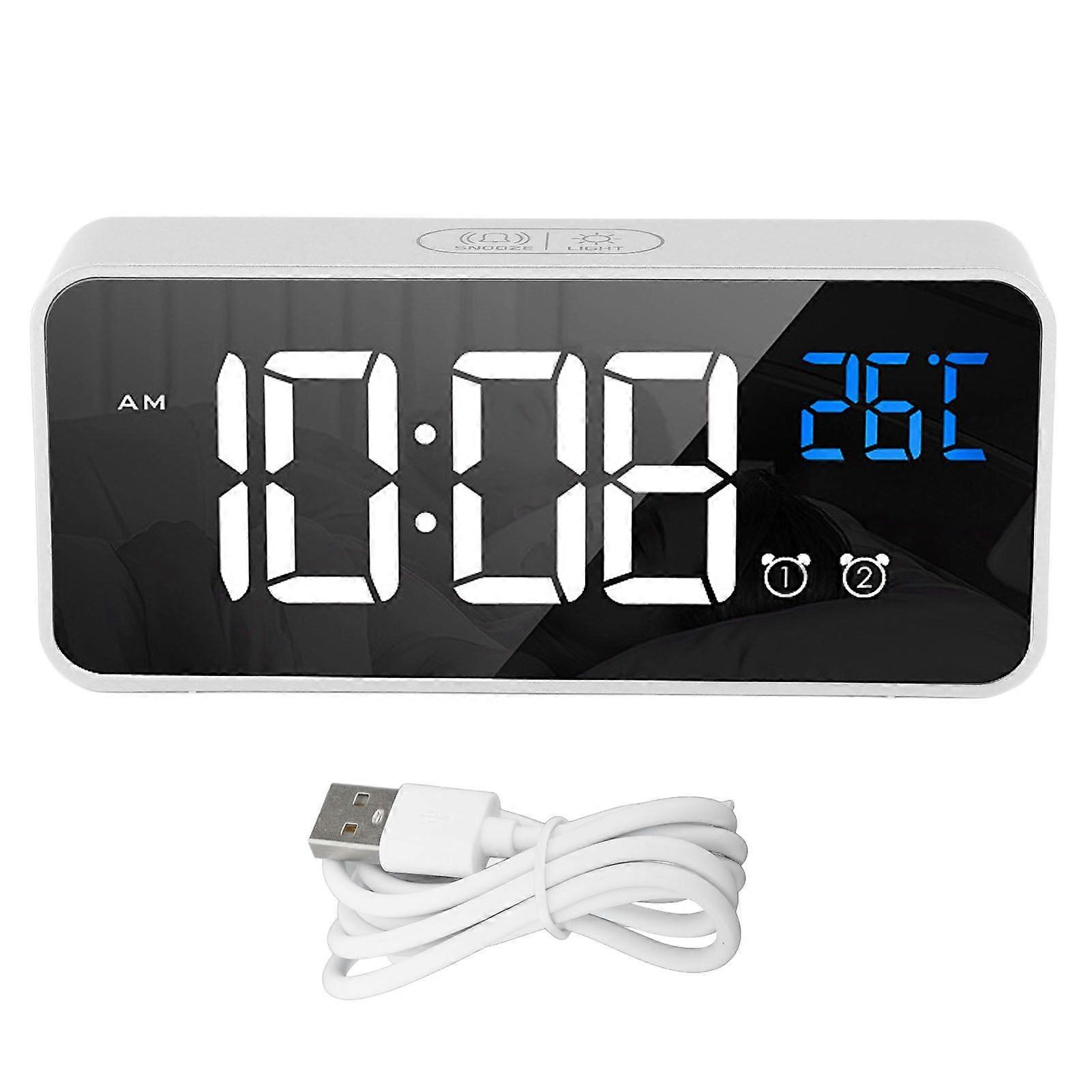 SBSGV  Mirror LED Alarm Clock Two Sets of Alarm Rechargeable Voice Activated Digital Clock for Bedrooms Bedside Desk