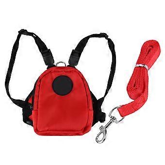 Kleiner Hund Haustier Rucksack Snack Aufbewahrungstasche Geschirr mit Leine (Rot L)
