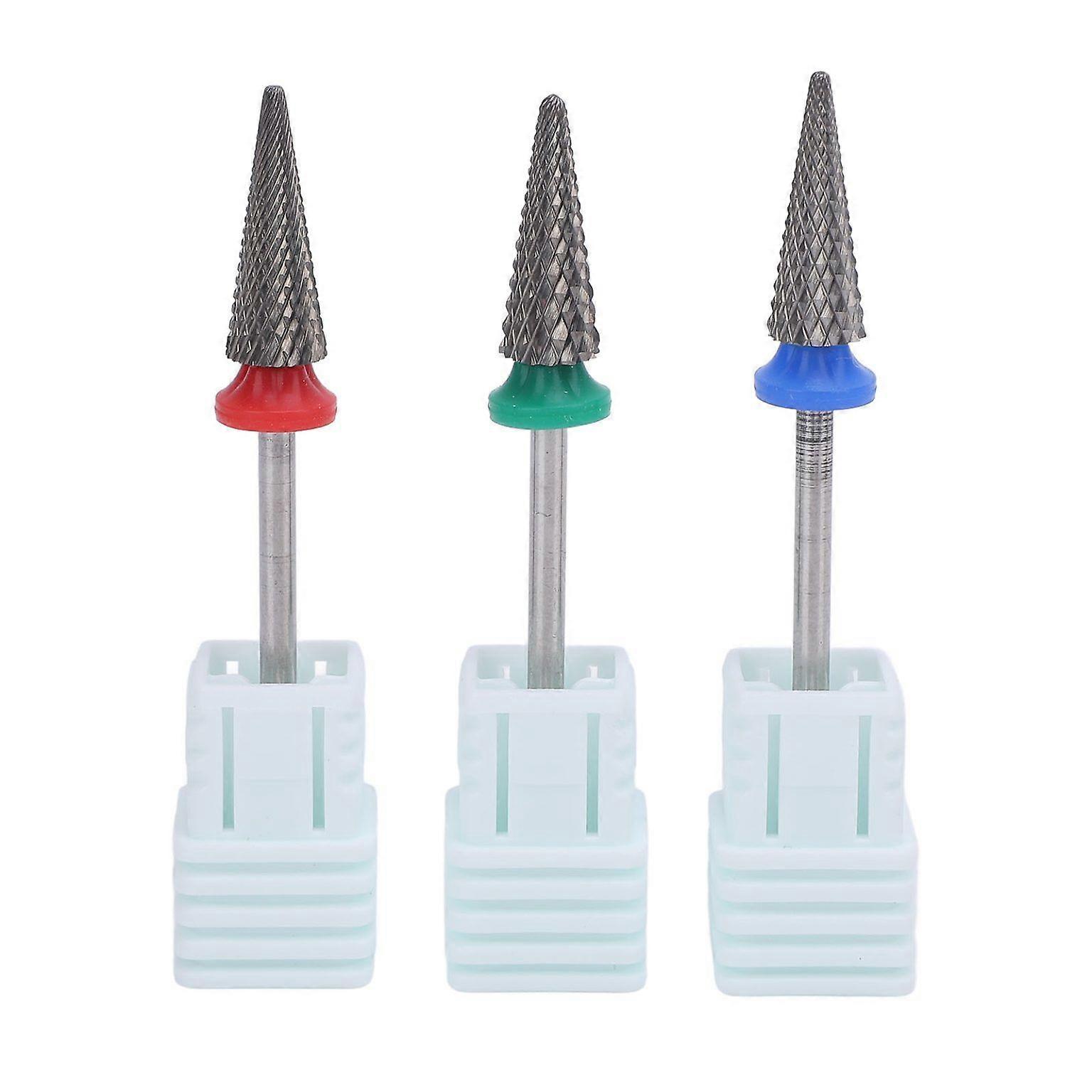 3 Pcs Tapered Cone Nail Drill Bits for Acrylic Nails - Precision Nib Set