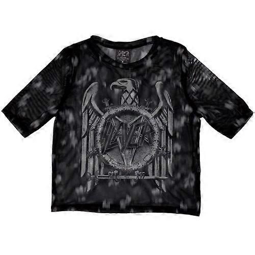 Slayer Womens/Ladies Mono Eagle Mesh Crop Top