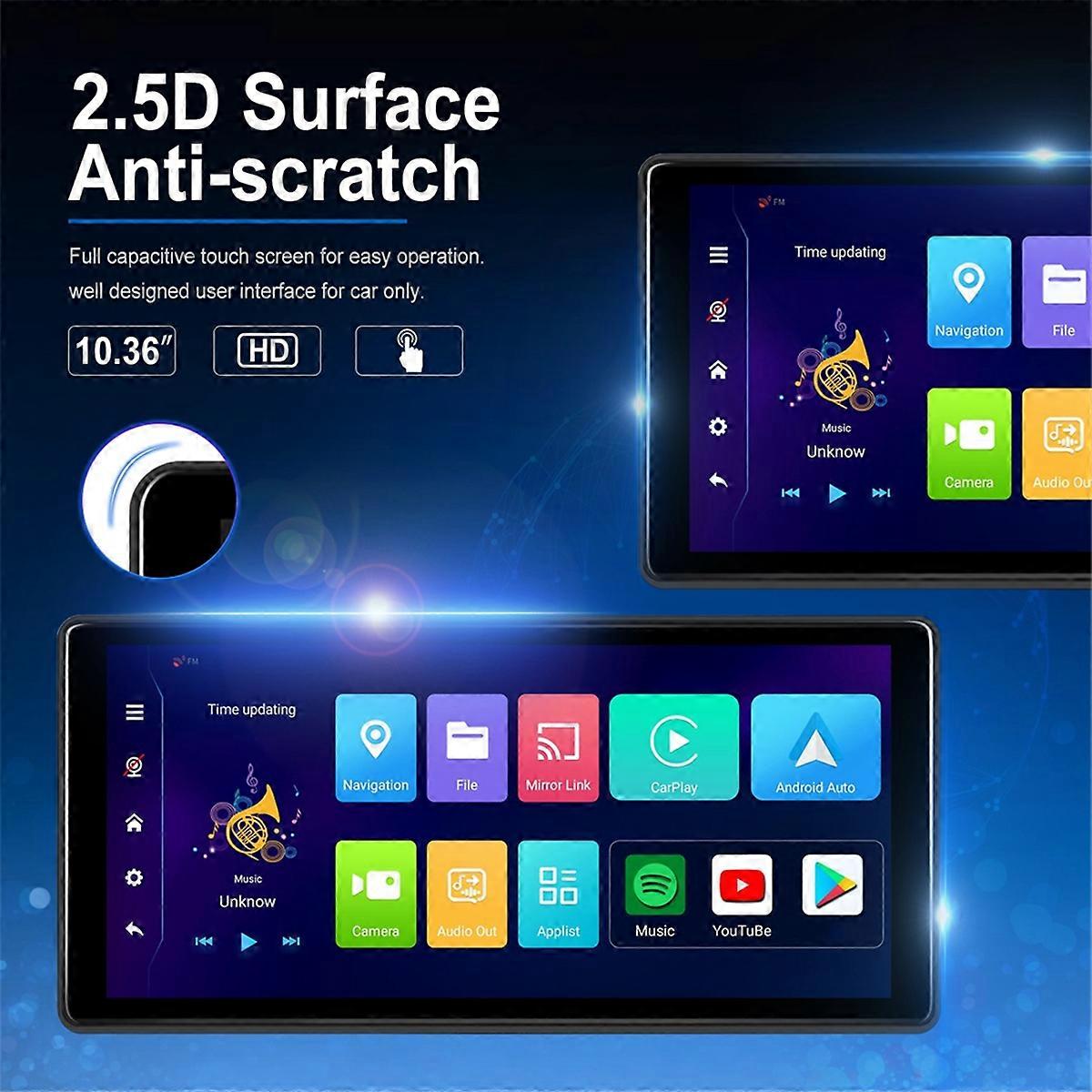 10,36 tums Android-bilmonitor 4+64G WIFI-multimediaspelare Trådlös Carplay Android Auto GPS-navigering AUX/FM-bilstereo