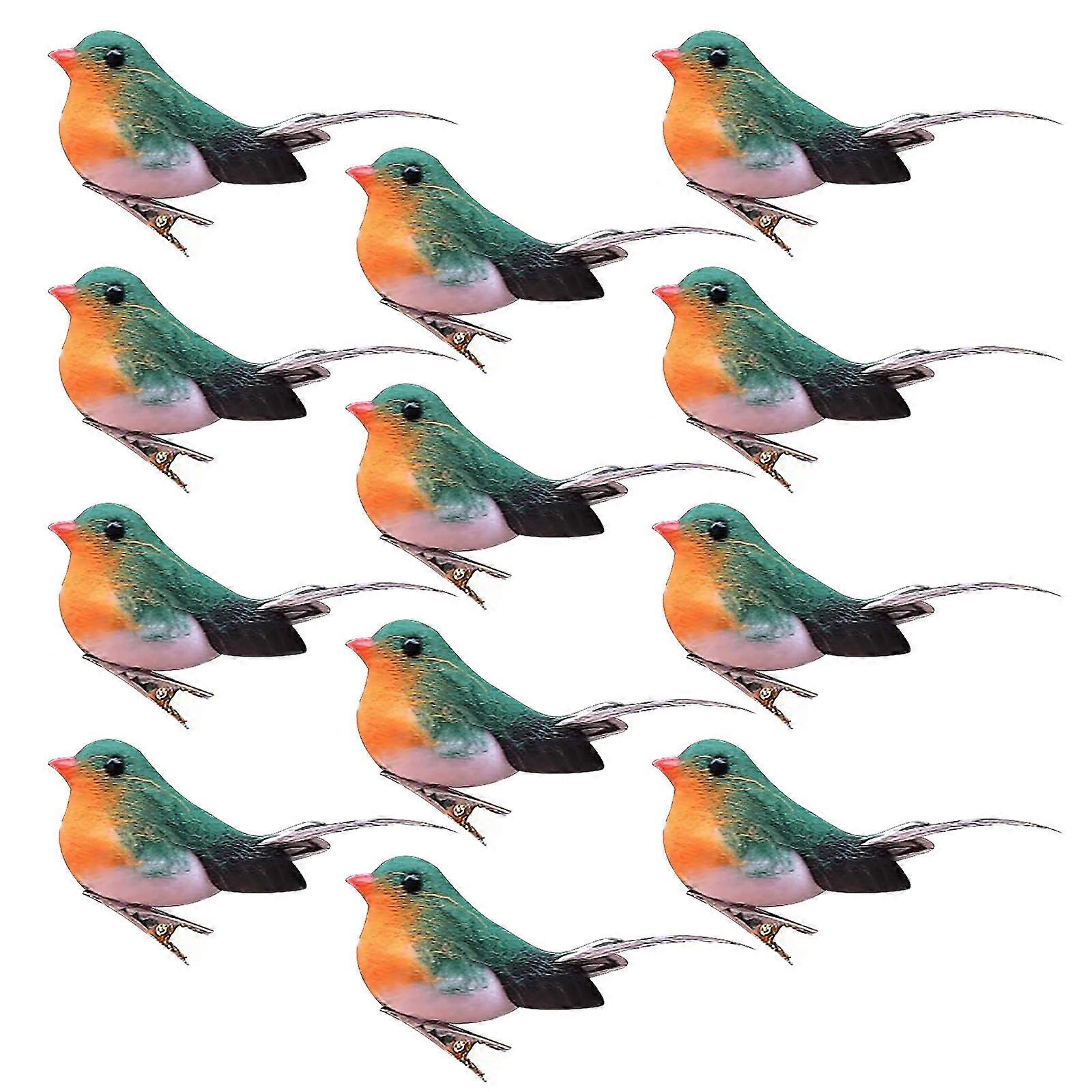 12 PCS Artificial Clip Birds for Christmas, Feather Foam, UK