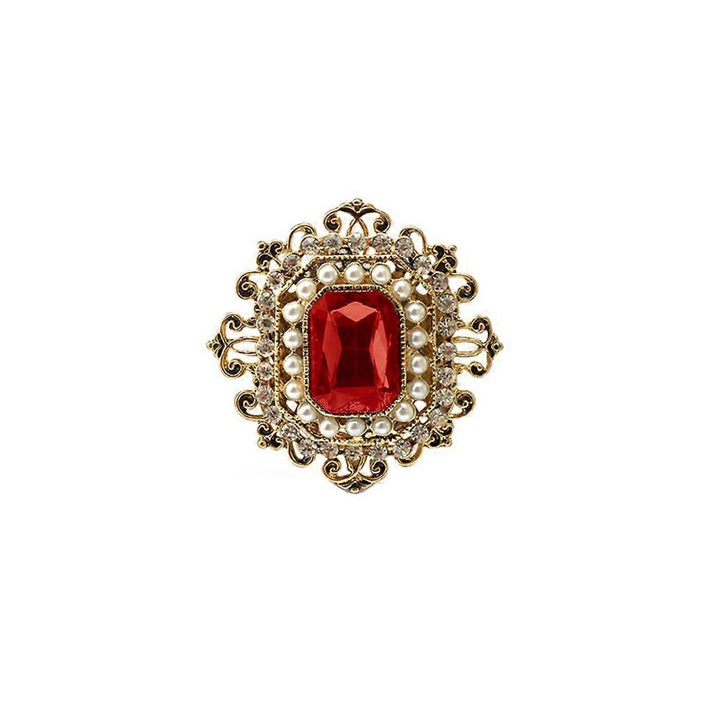 Vintage Victorian Emerald Ruby Crystal Brooch Pin in Green Red Blue - Elegant Jewelry Accessory for Women