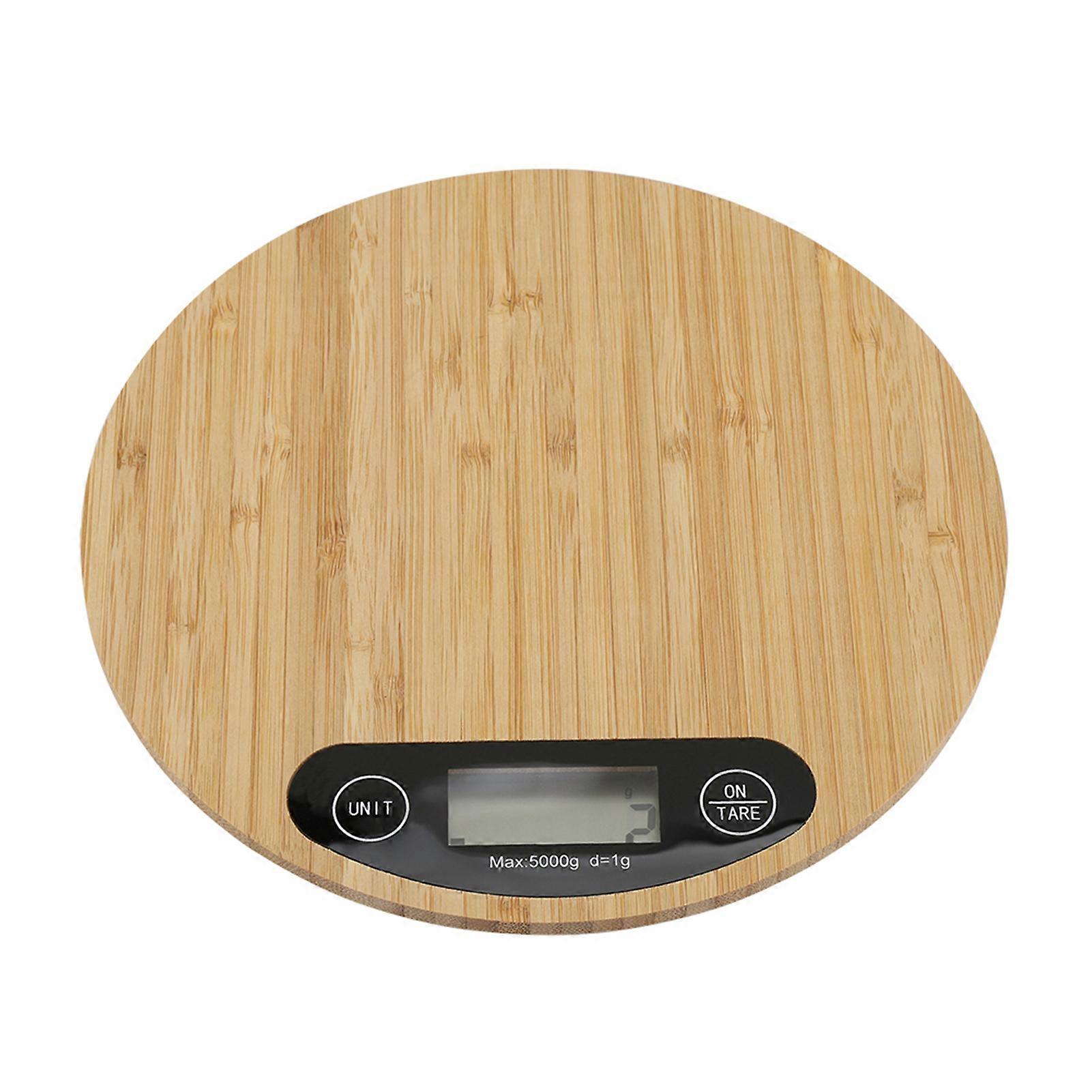 Bamboo LED Kitchen Scale for Cooking or Baking (5kg Capacity)
