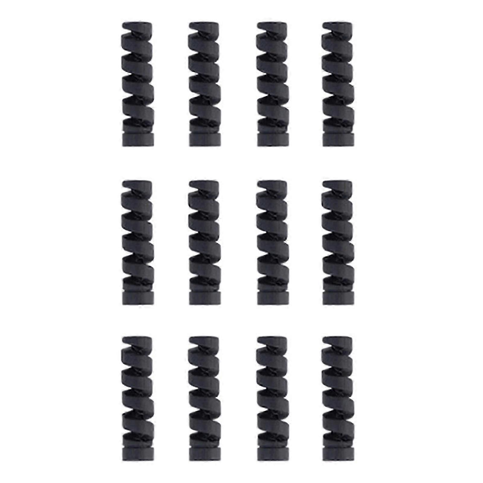12Pcs Cable Protector Solid Color Flexible Silicone Spiral Design Wearproof Wire Protector for Charging Line