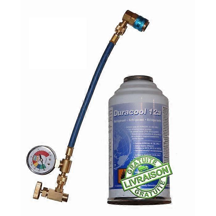 Air Conditioning Recharge - Duracool - Hose + Pressure Gauge - Compatible with R134a and R12 - 484g of R134a