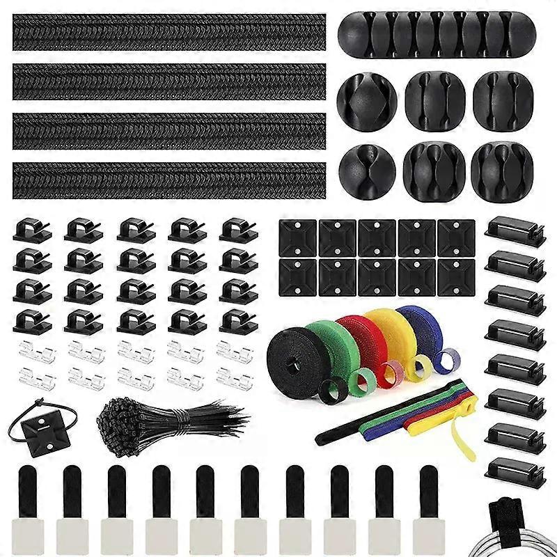 204PCS Multi-Hole Desktop Data Cable Hub Storage 204Pcs Set Cord Management Organizer Kit Desktop Data Cable Hub Storage