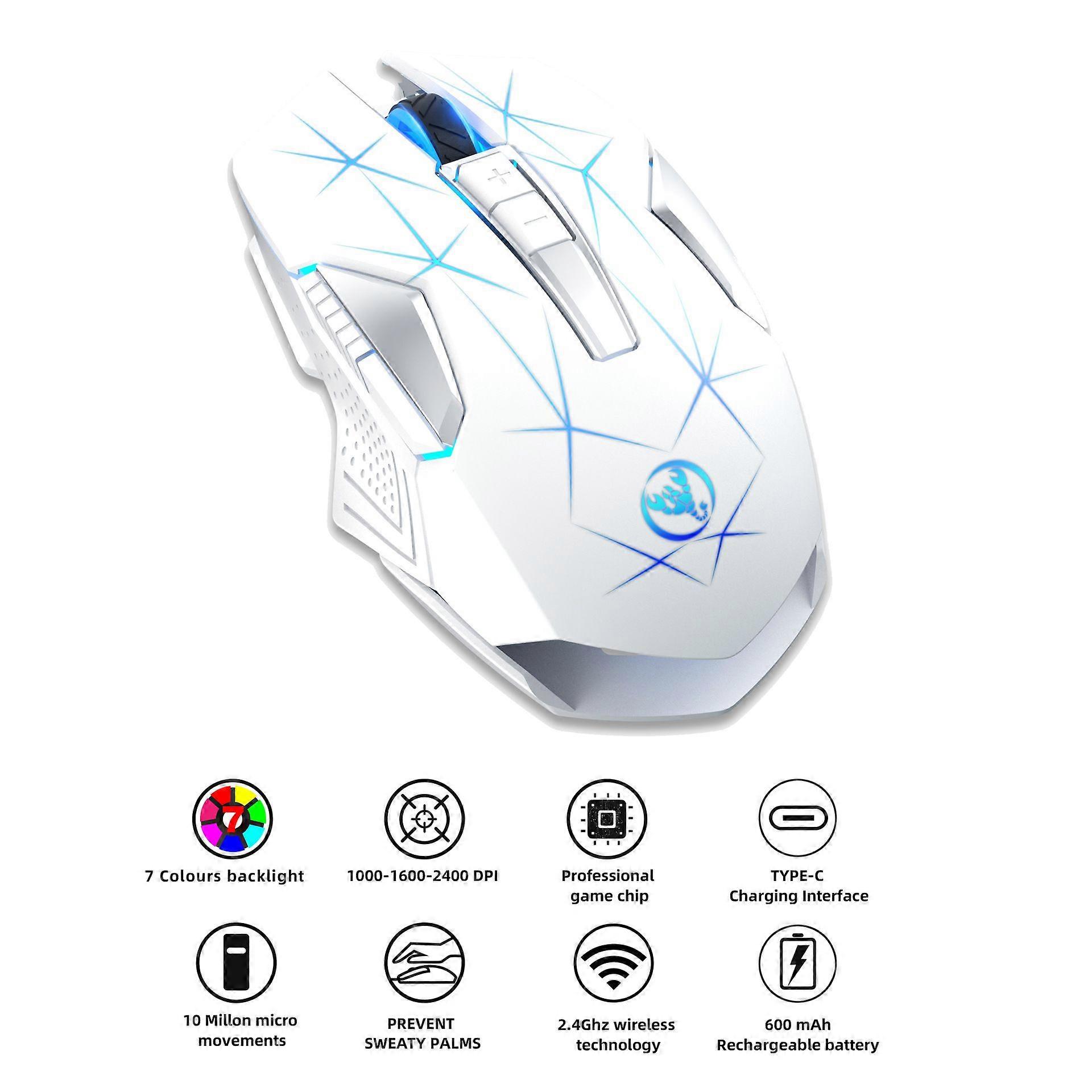 Wireless Gaming Mouse, 2.4G Computer Mouse Wireless Mice with Quiet Button Design, 2400DPI, 7-Button for Laptop Notebook PC Laptop
