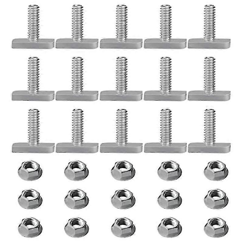 15Pcs T Slot Bolt Replacement,M8 X 20 Screws, A2-70 Rail Track Screws Track Nuts with 15 Flange Nut