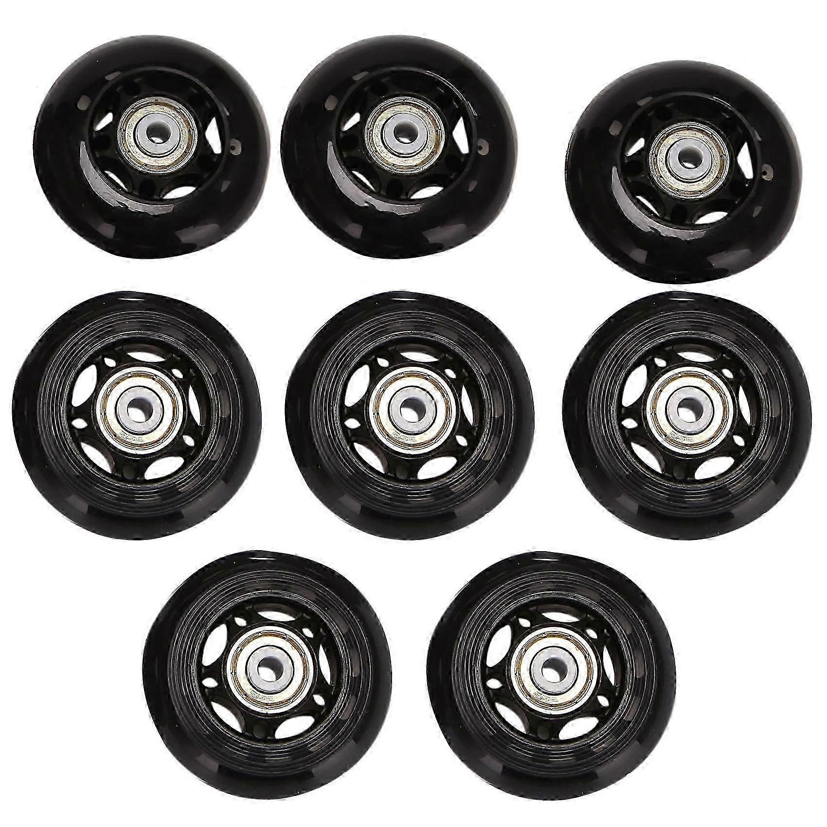 8 Pack Inline Skate Wheels, Indoor/Outdoor, with Bearings 64mm