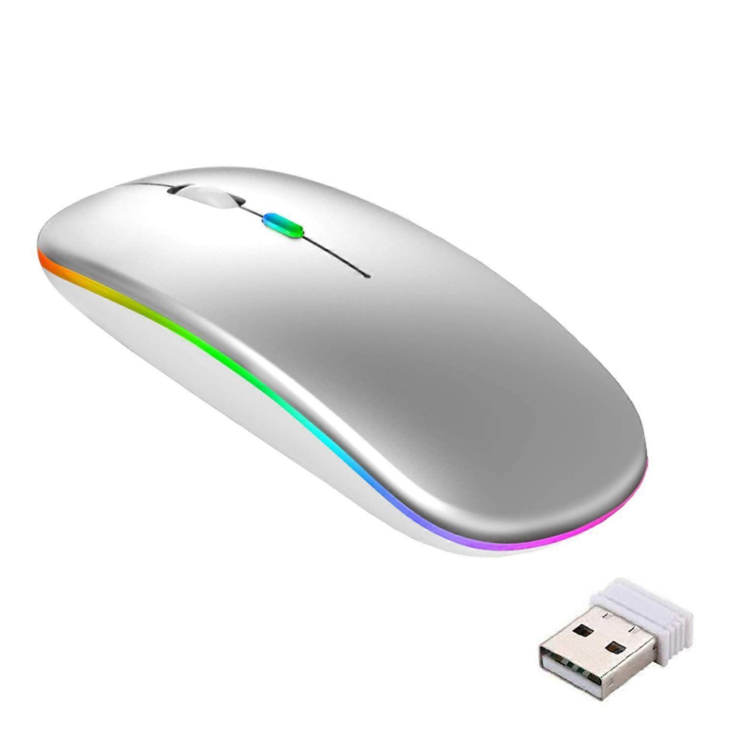 Wireless Mouse,LED Mouse(BT 5.1+2.4G) Rechargeale&Noiseless Bluetooth Mouse,2.5G Wireless