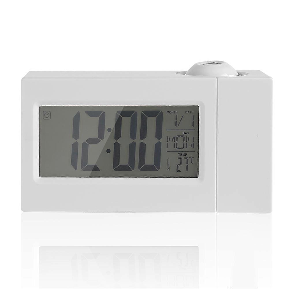 White LCD Ceiling Projection Alarm Clock with Snooze Function, Temperature Display, and Easy-to-Read Digital Screen