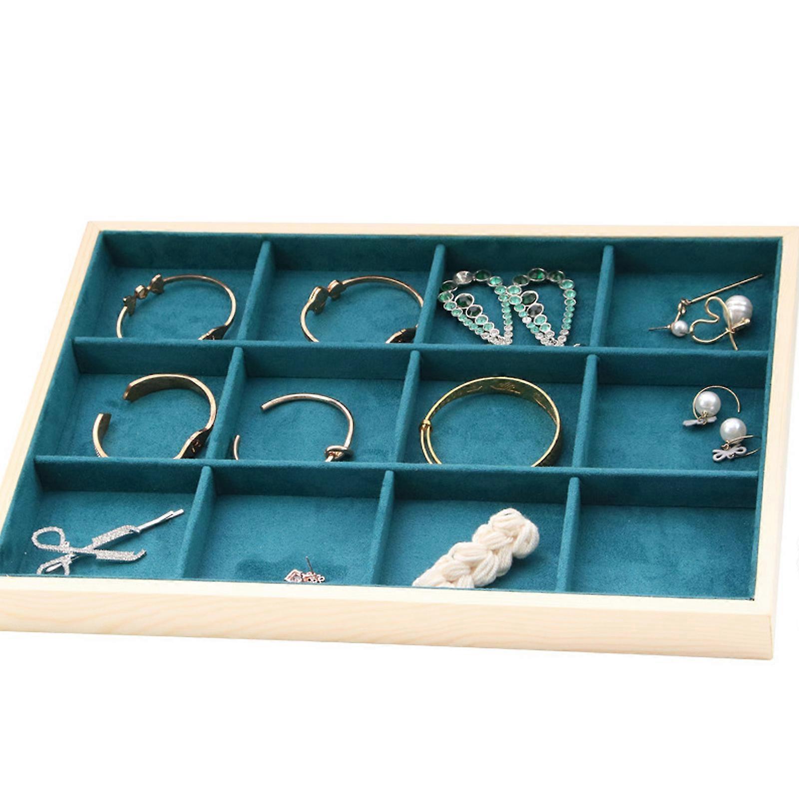 Multifunctional Compartment Sturdy Wood Jewelry Tray for Pendant Display Solution and Safekeeping Multiple Sections