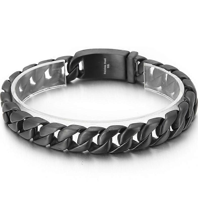 Man Bracelet 12MM Wide Stainless Steel Curb Link Chain Charm Bracelets On Hand Bands for Men Vintage Mens Jewellery Accessories