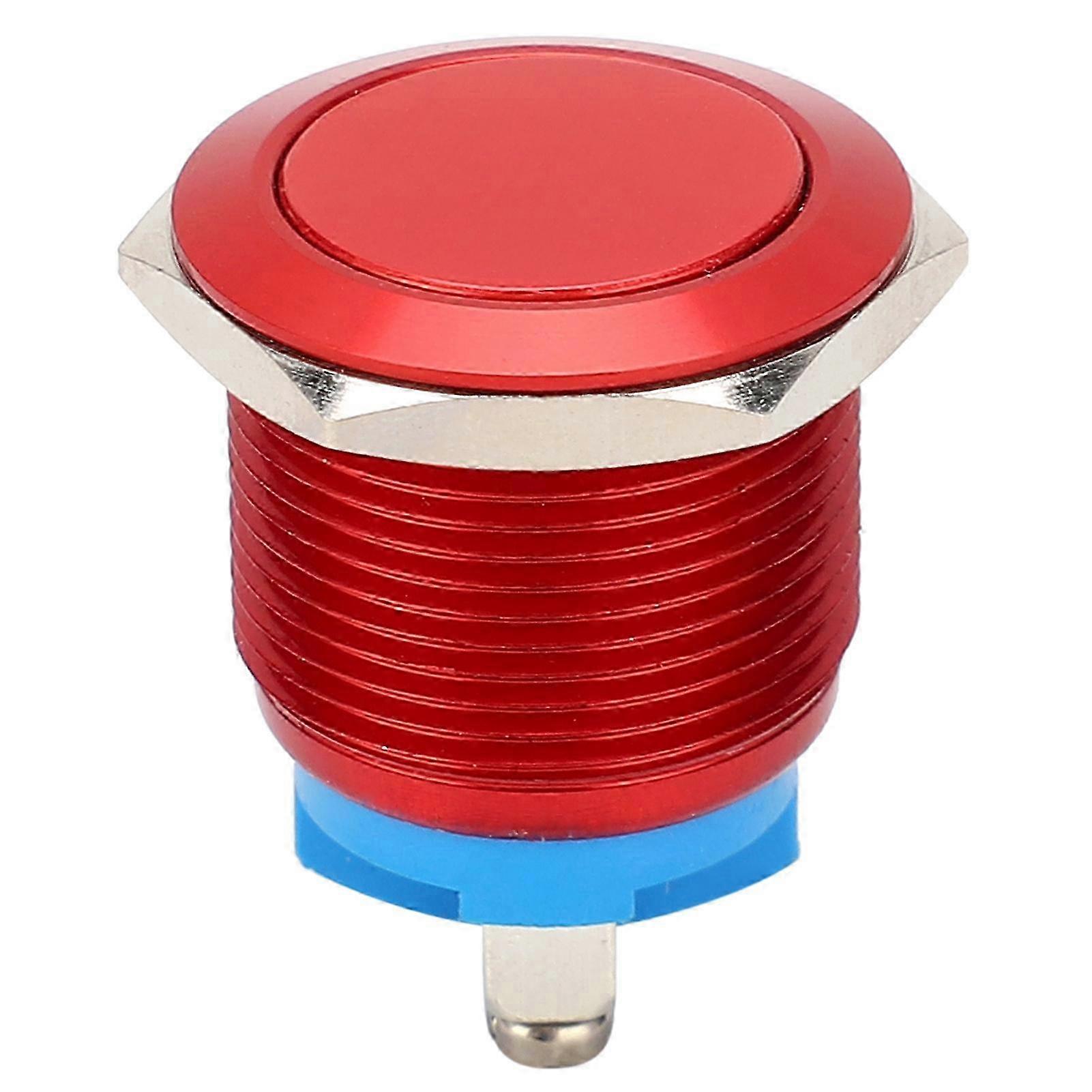 Metal Push Button Switch Flat Head Full Oxidation SelfReset Jog Screw Foot Power Control 19mm(Red )