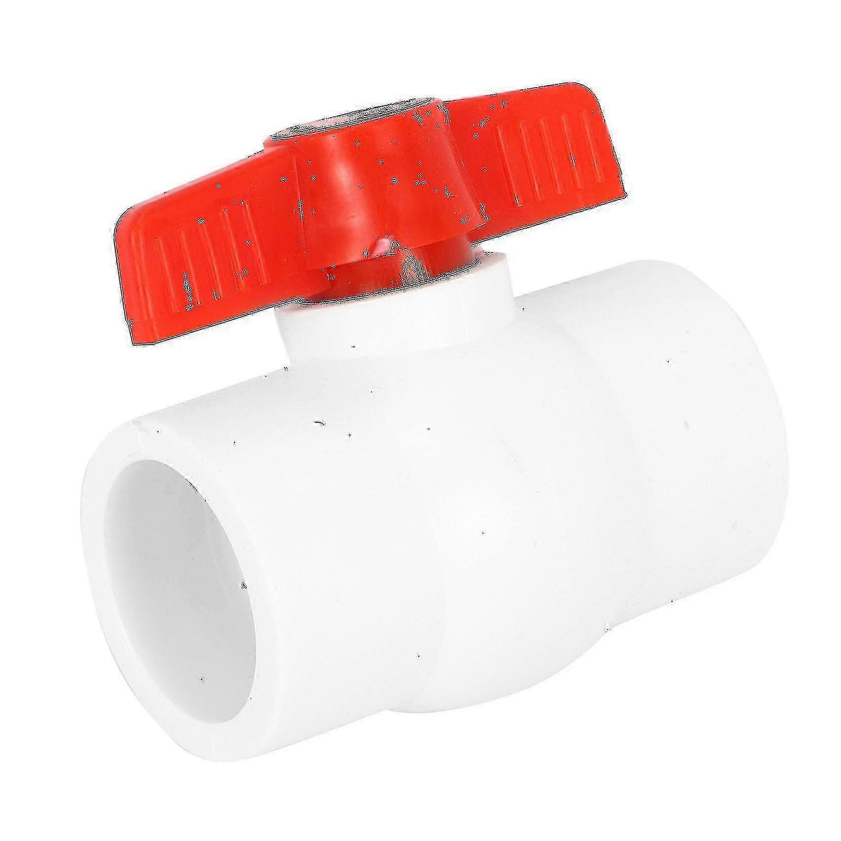 3x 50mm/2インチ スリップエンド 水制御 PVC ボールバルブ ホワイト レッド