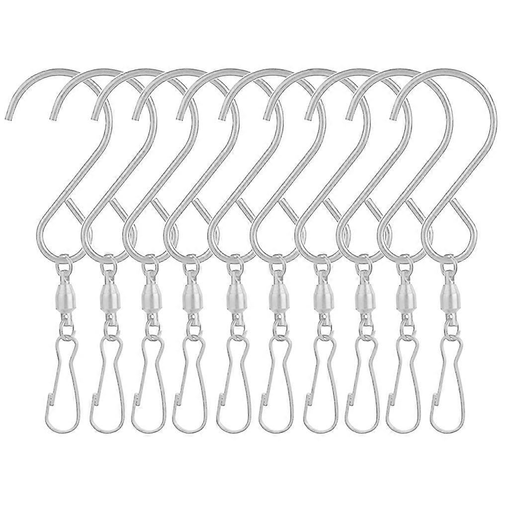10 Pack Swivel Hooks Clips for Hanging Wind Spinners Wind Chimes Crystal Twisters Party Supply Rotating Display S Hooks Silver