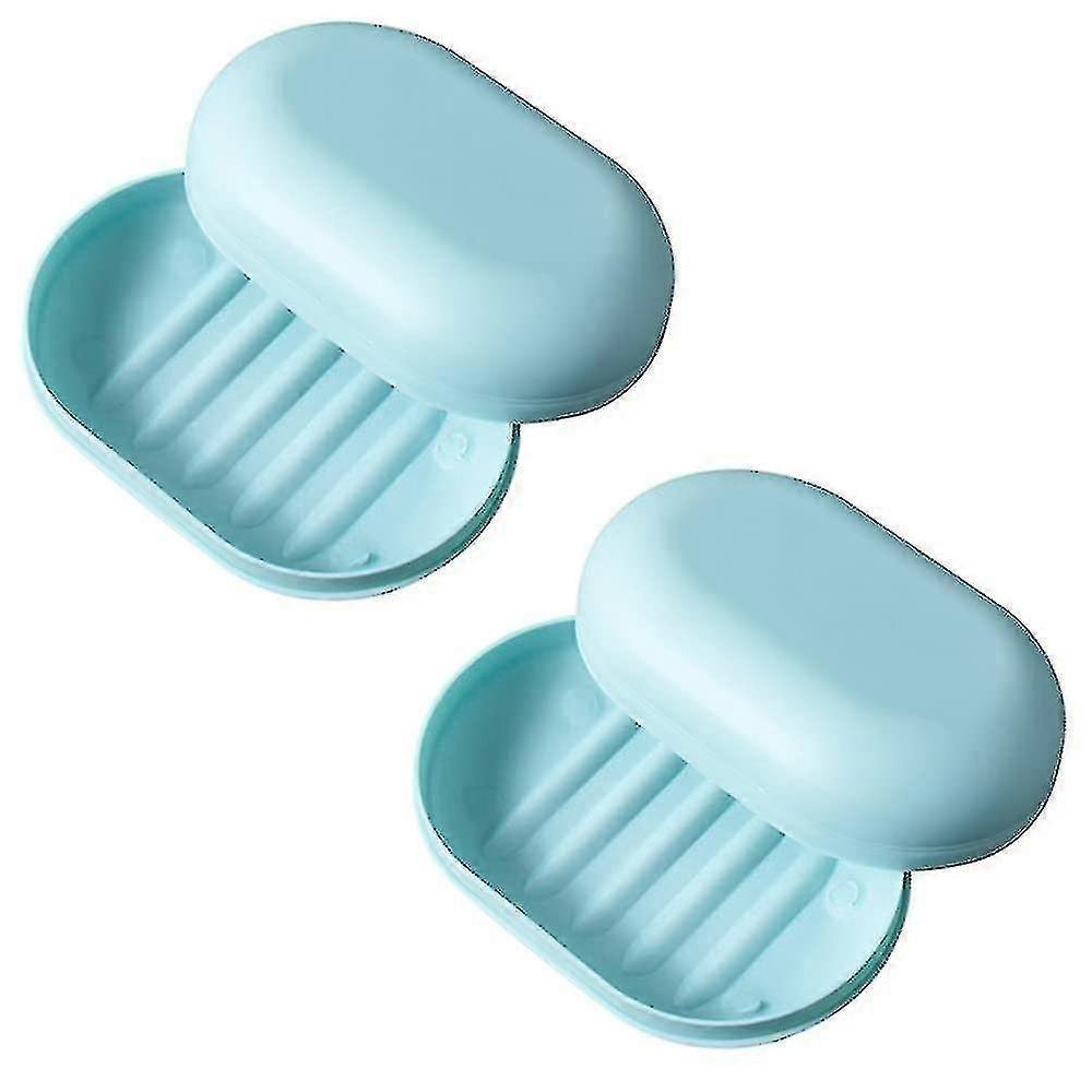 샤워실과 욕실에 비누 접시 2개를 놓을 수 있는 뚜껑이 있는 누수 방지 여행용 비누 상자