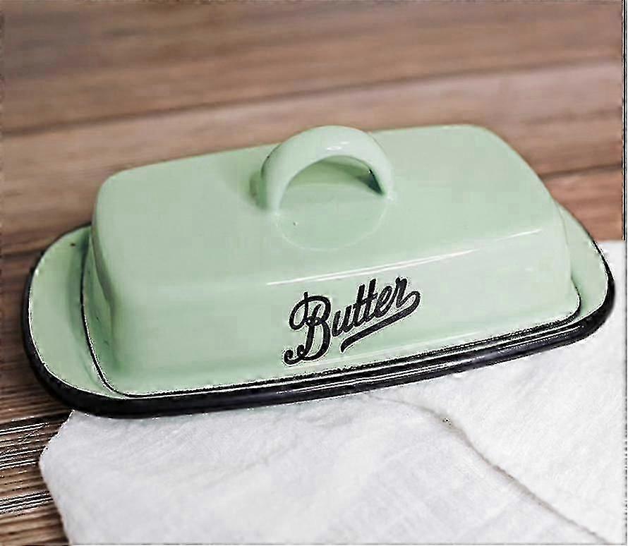 Butter Dishes Medium Size Retro Nostalgic Enamel With Lid Snack Tray Home Kitchen Tableware Butter Box