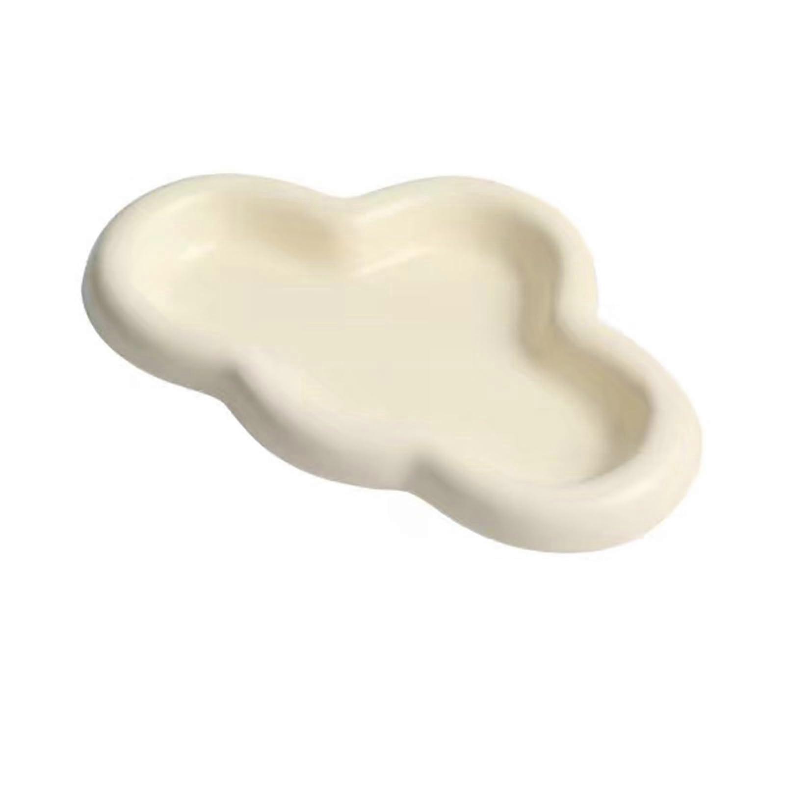 Ceramic Jewelry Tray Ring Key Holder Cloud Shape Plate Yellow Room Decor