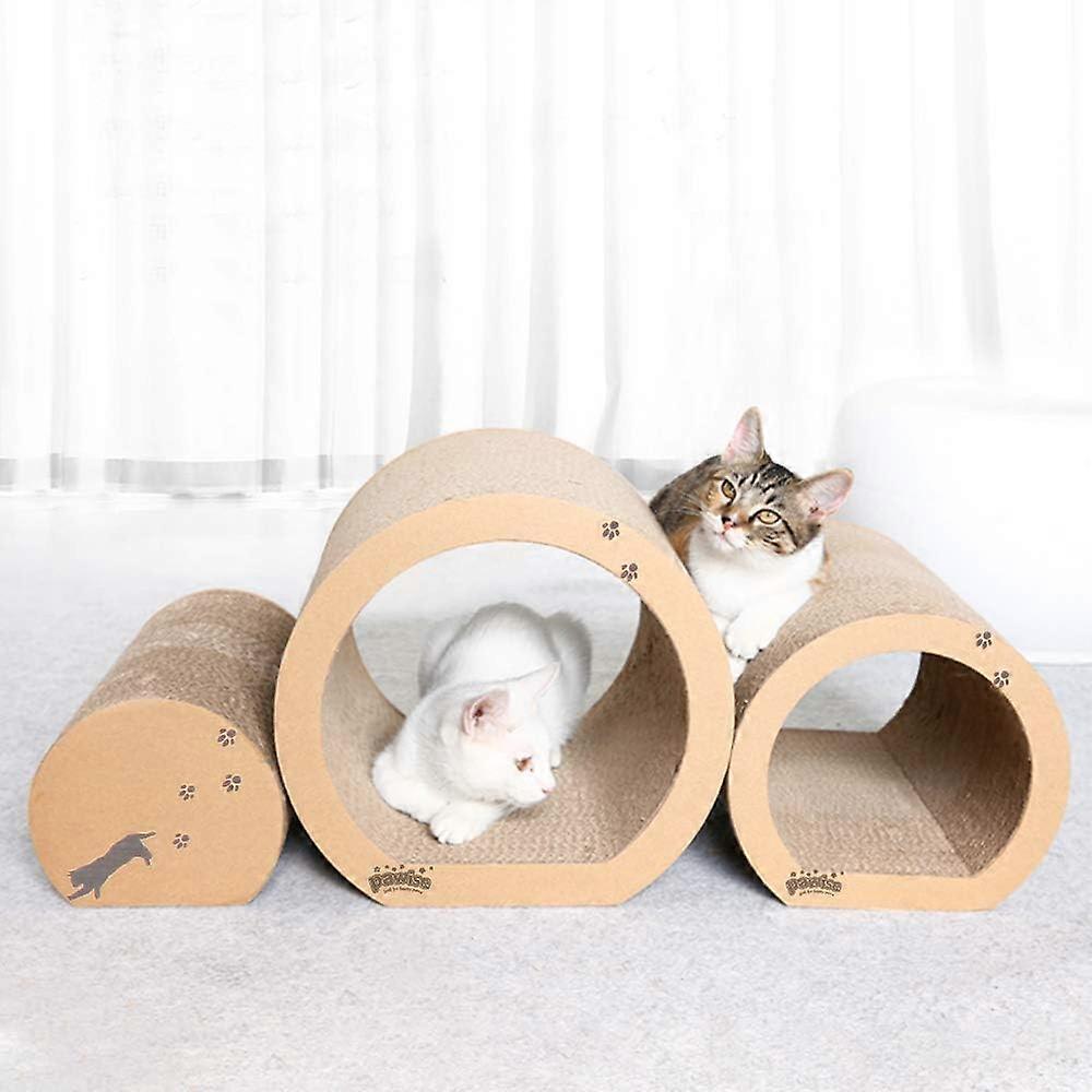 3-in-1 Cat Scratcher Tunnel, Reversible Cardboard Scratch Pad, Interactive Lounge & Hideaway for Kittens & Cats 13" x 12" x 11"