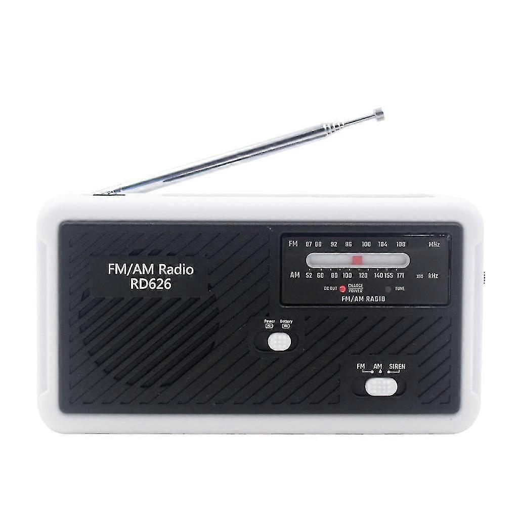 2026 NEW DC 5V Solar Hand Crank AM FM Siren Radio Multi-function Lighting Black