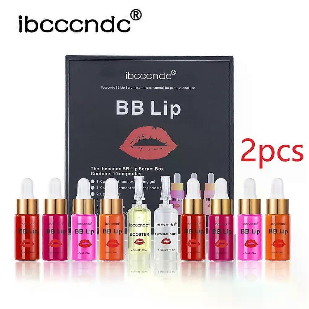 Shibingsheng BB Lips أمبولة مصل مجموعة مبتدئين شبه دائم BB ملمع الشفاه صبغة ملون ترطيب دائم للعناية بالشفاه كوريا جلو