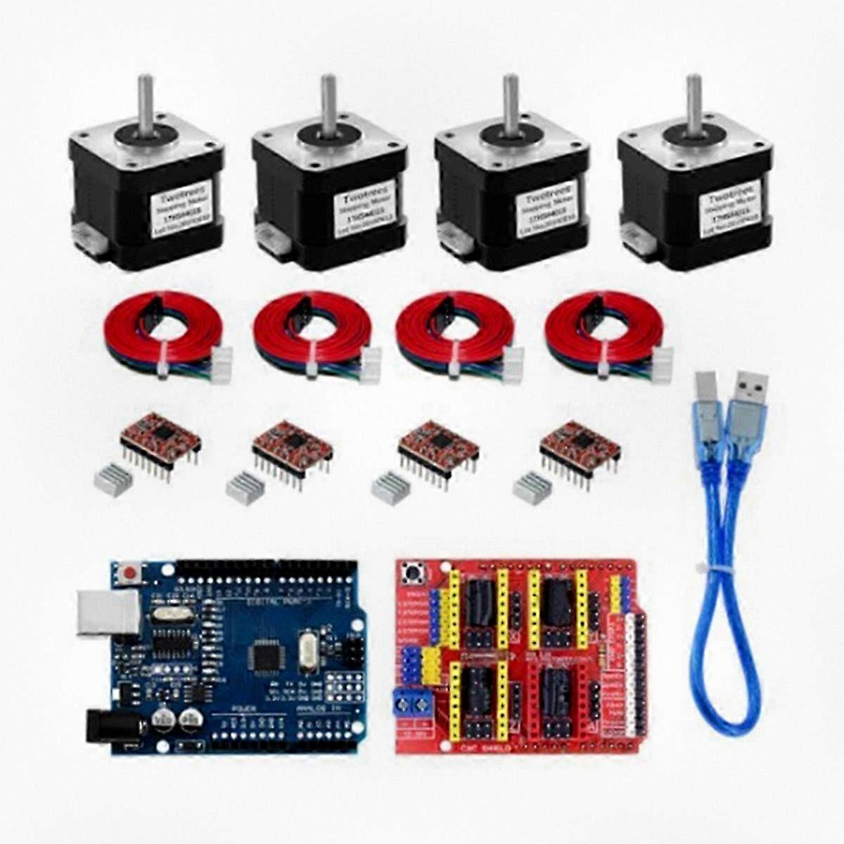 Nema17 4-wire stepper motor with CNC shield V3, engraving machine, and 4 A4988 driver boards for 3D printing