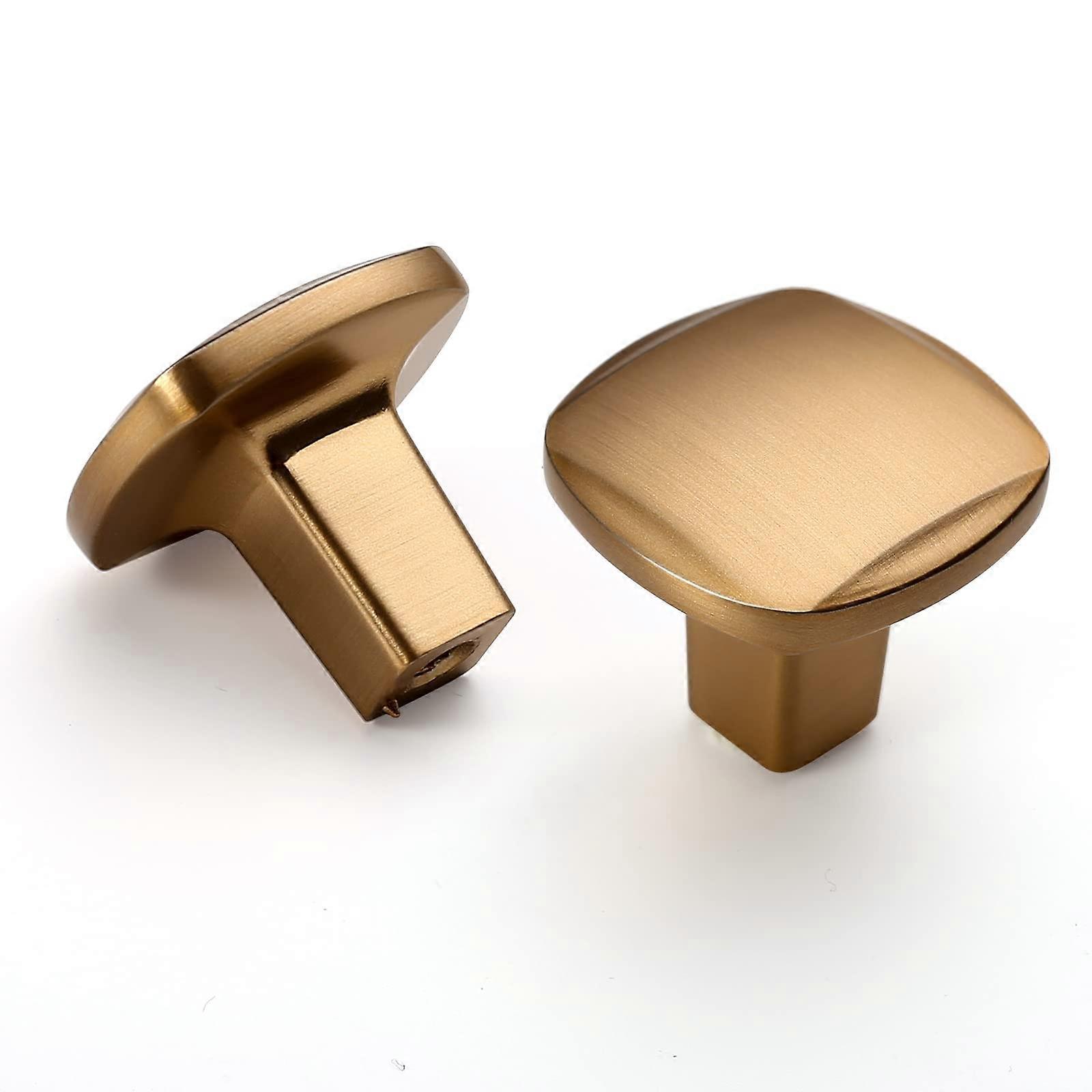 1 Inch Champagne Bronze Cabinet Knobs 10 Pack Square Gold Drawer Knobs for Kitchen Dresser Cabinets and Drawers