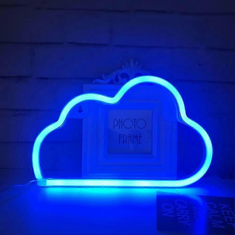 Cute Blue Cloud-Led-Led-Sign-Shape Decor-Kitchen Cheek-Light Battery-Usb Plug-Neon Wall Decor