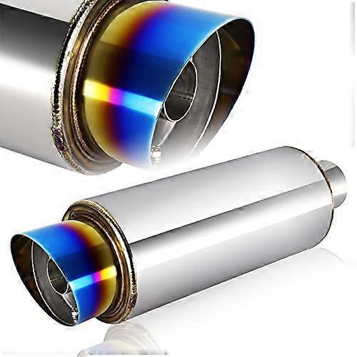 HYPERSPEED 4'' Fireball Slant Tip 3'' inlet WeldOn Exhaust Muffler with Silencer JDM N1 Style
