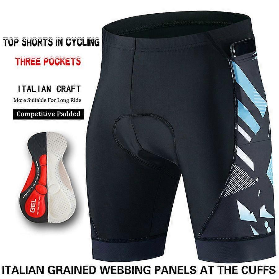 Stretch Breathable Professional Cycling Shorts with Three Pockets for Men, Silicone Shock-absorbing Cushion, Breathable, Sweat-absorbing, Comfortable