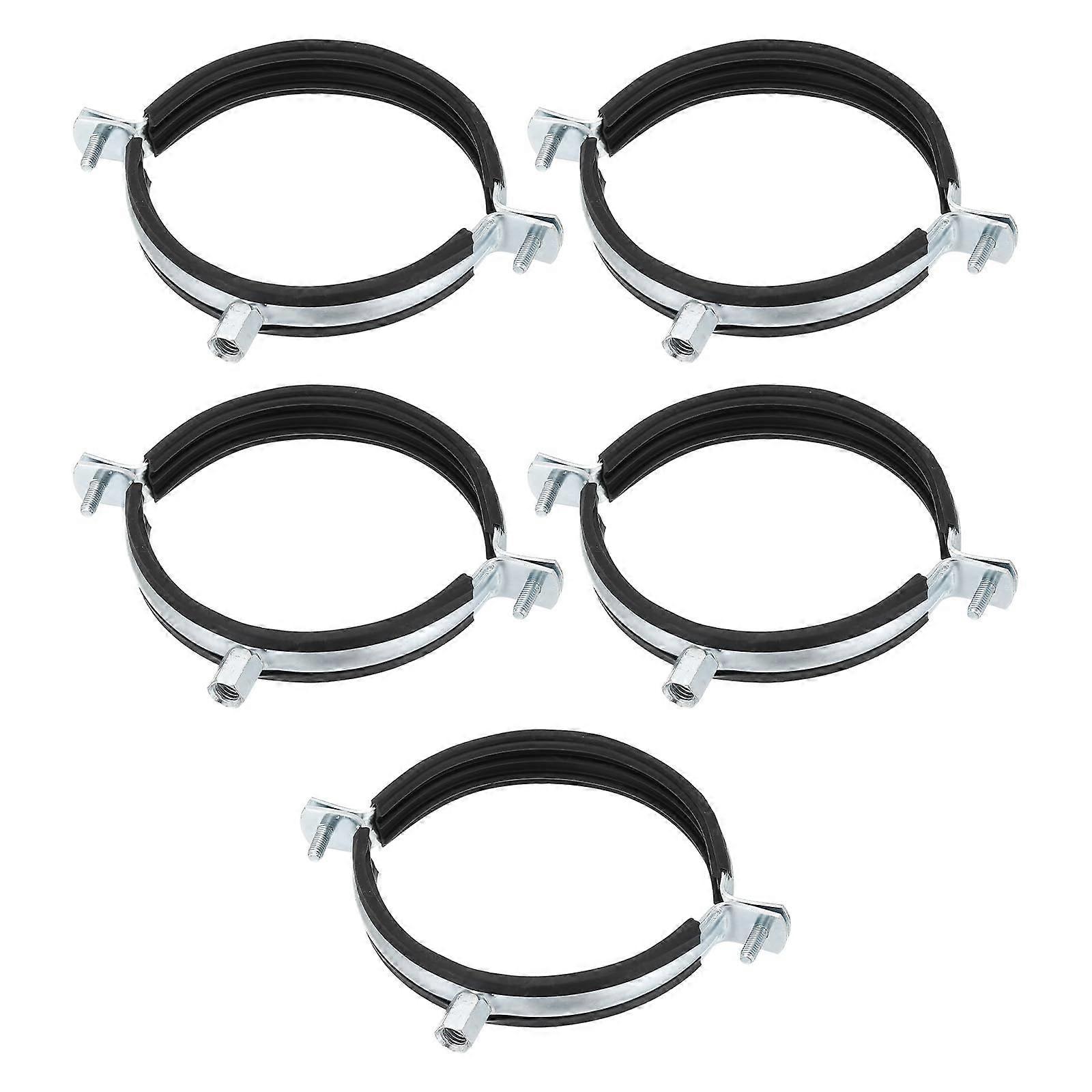 5 Inch Pipe Clamp 5 Pack Galvanized Pipe Hanger With Rubber For HVAC Ventilation Ducting