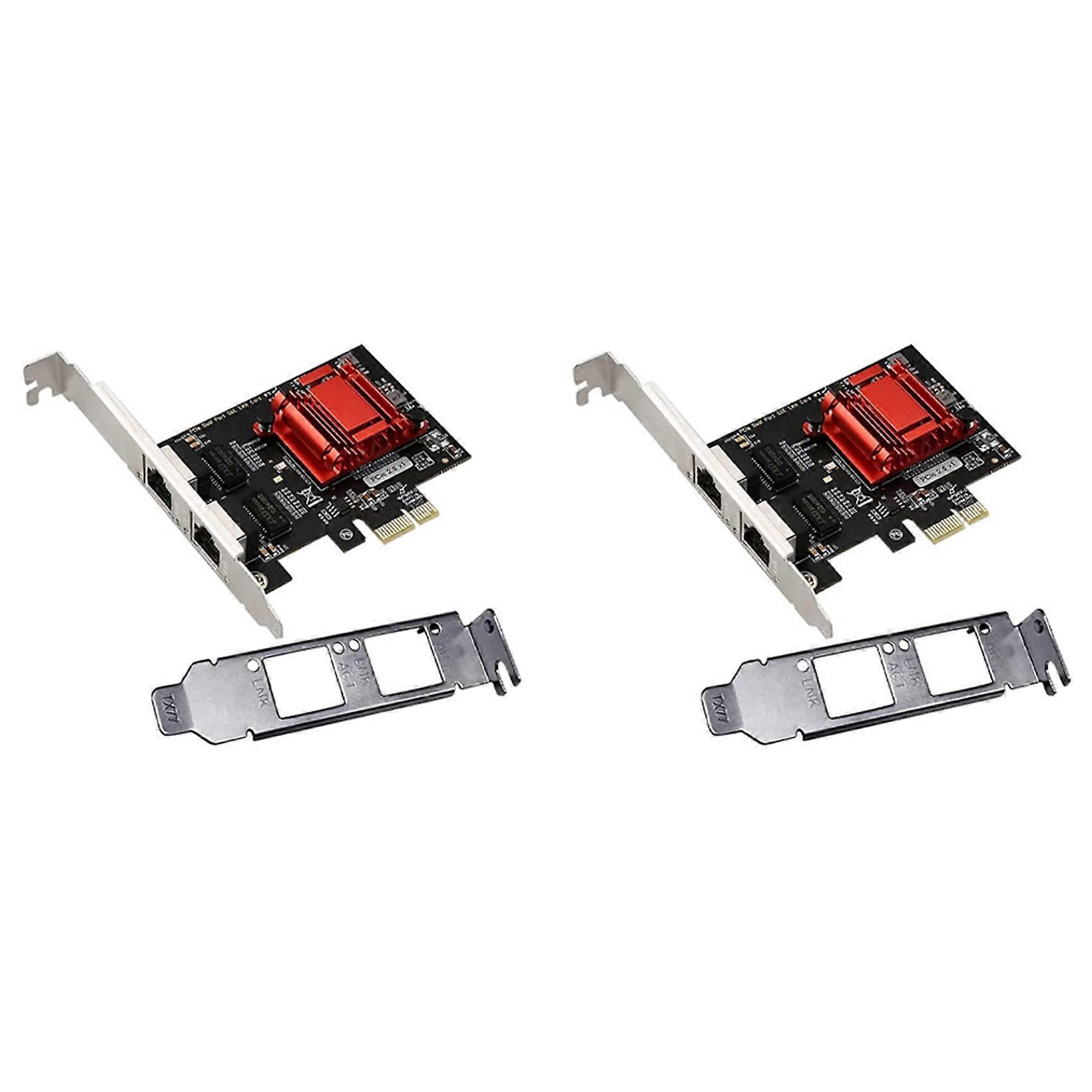 2X Dual-Port PCIe Gigabit Network Card 1000M PCI Express Ethernet Adapter with 82576 Two Ports LAN NIC Card, Black & red, 750071062