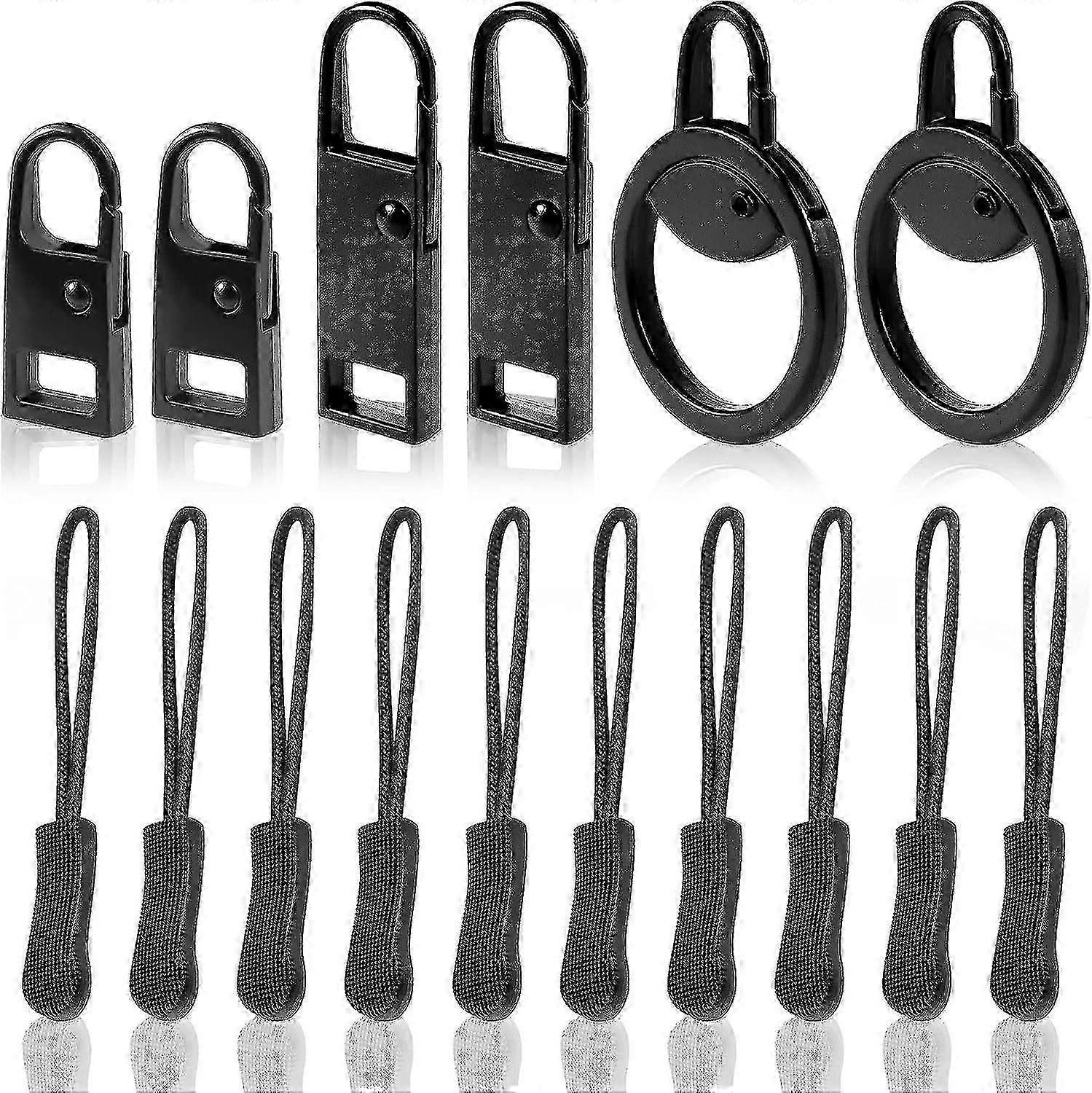 16 Pcs Zipper Pull Tab Replacement Metal Handle Fixerzipper Tag Cord Pull Extension For Backpack Jacket Handbag