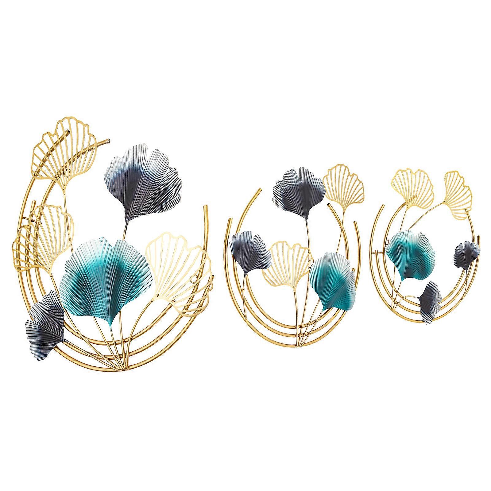 Décoration murale en métal Gingko Décoration murale en or Métal 3D Sculptures murales Ginkgo feuille Art ornement comme décor parfait Salon
