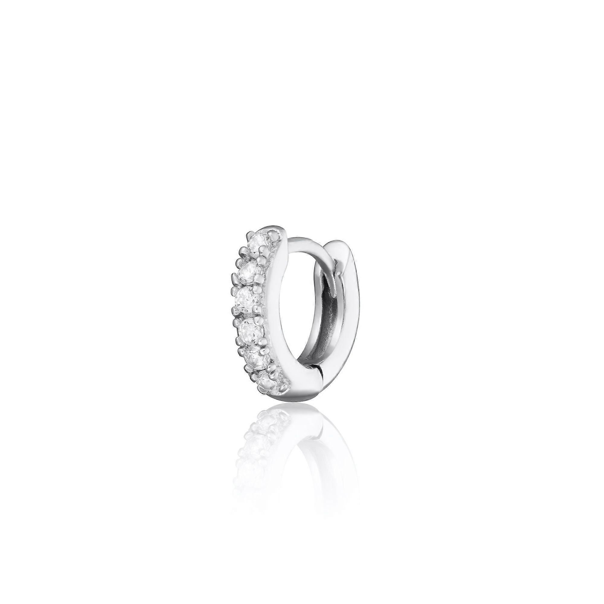 Clear Stone 6mm Rook Hoop Single Earring