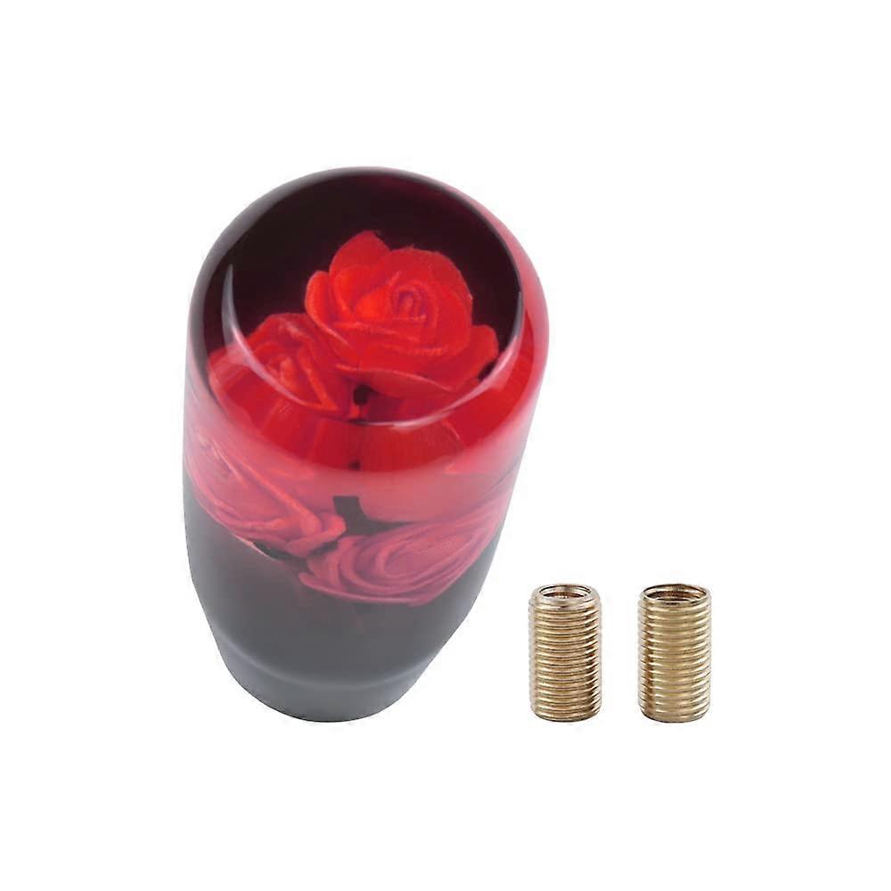 Universal 10CM JDM Clear Red Real Flowers Manual Car Gear Stick Shift Knob