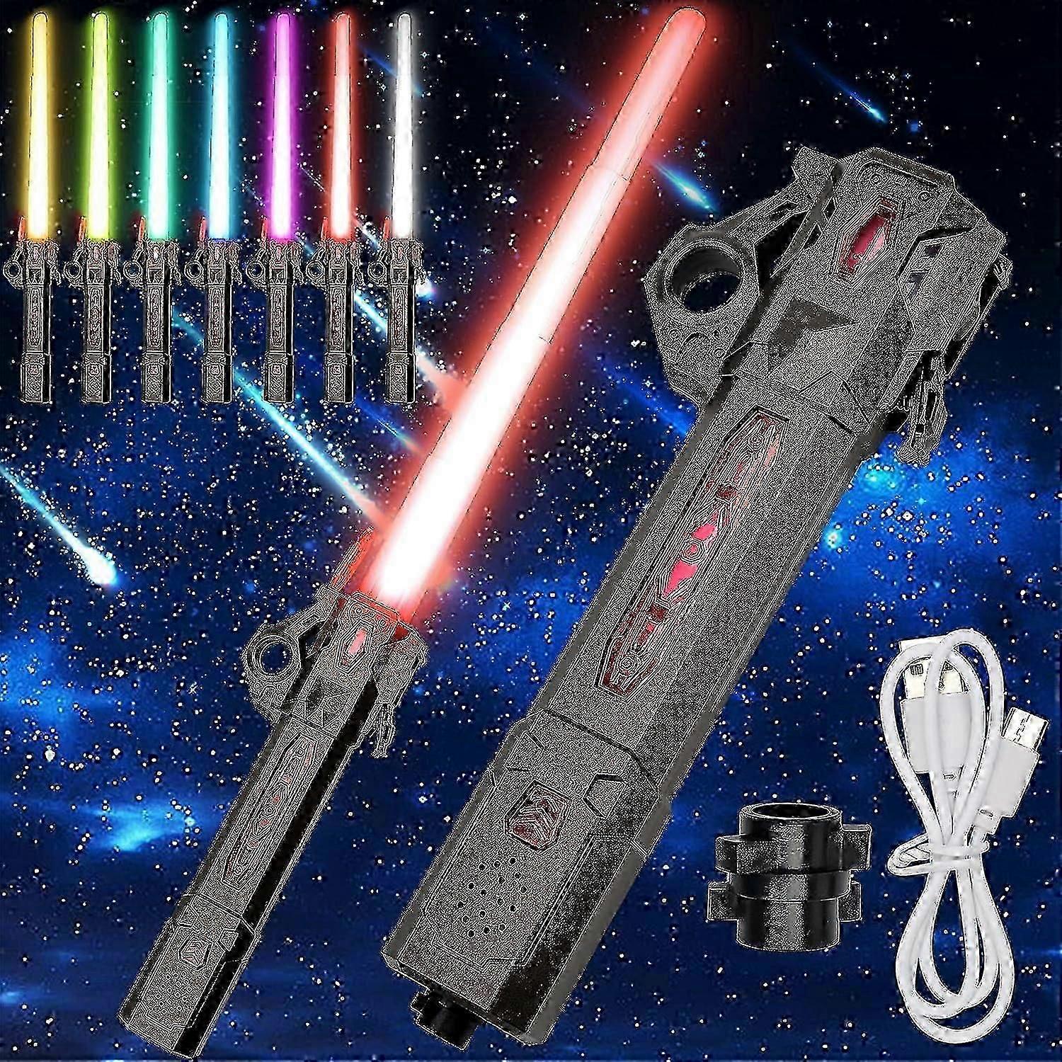 Ljussabel - Infällbar ljussabel med ljud - RGB 7 färger och 4 lägen, ljussabel för barn, pojkar flickor barn infällbar ljussabelleksak halloween c