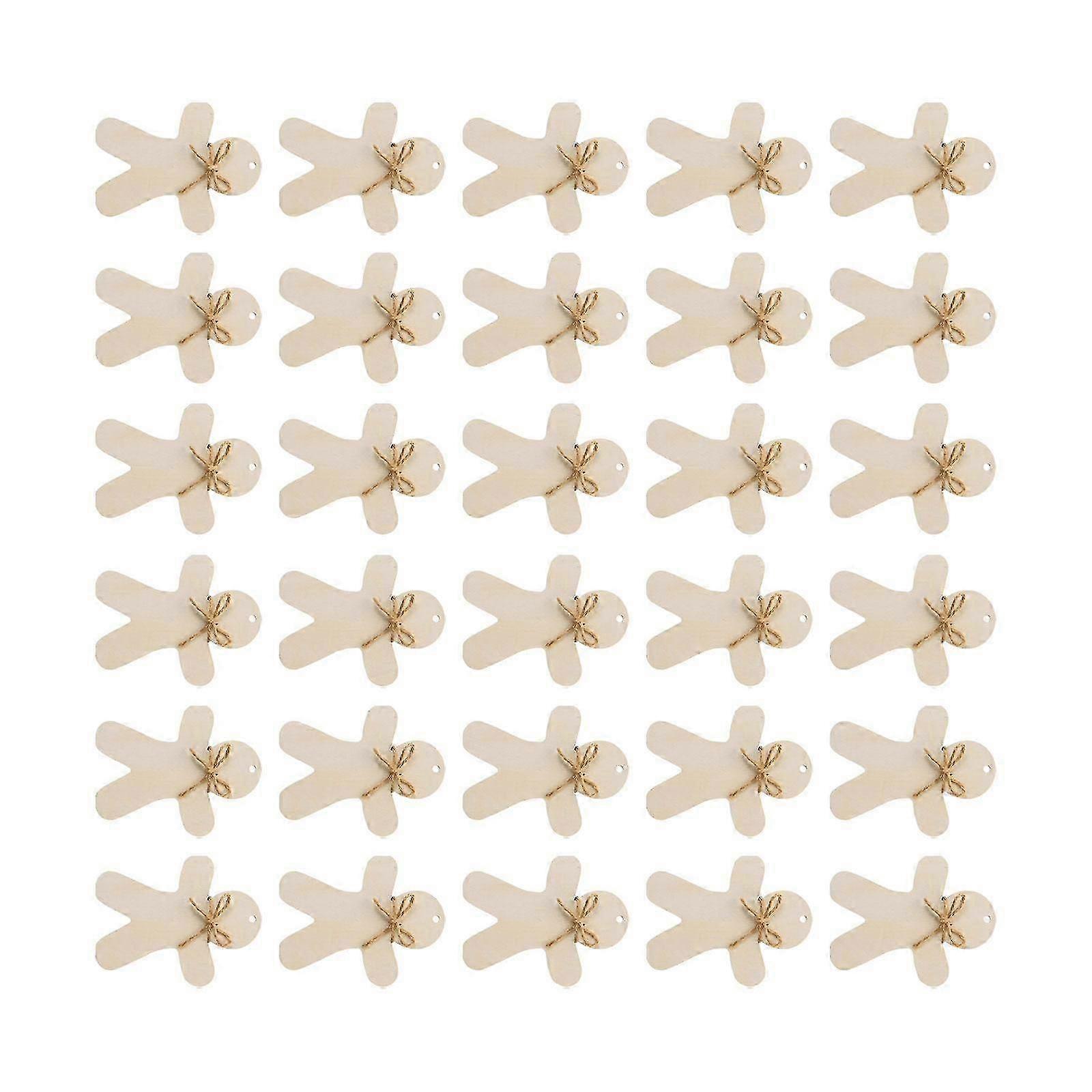 30x Unpainted Gingerbread Man Slices DIY Crafts for