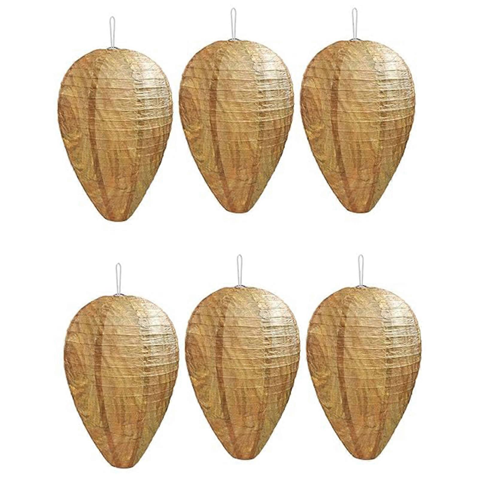 6Pcs Wasp Nest Decoys Hanging Wasp Deterrents Wasp Nest Decoys Yellow Paper Nest Decoys Hanging Paper Repellents