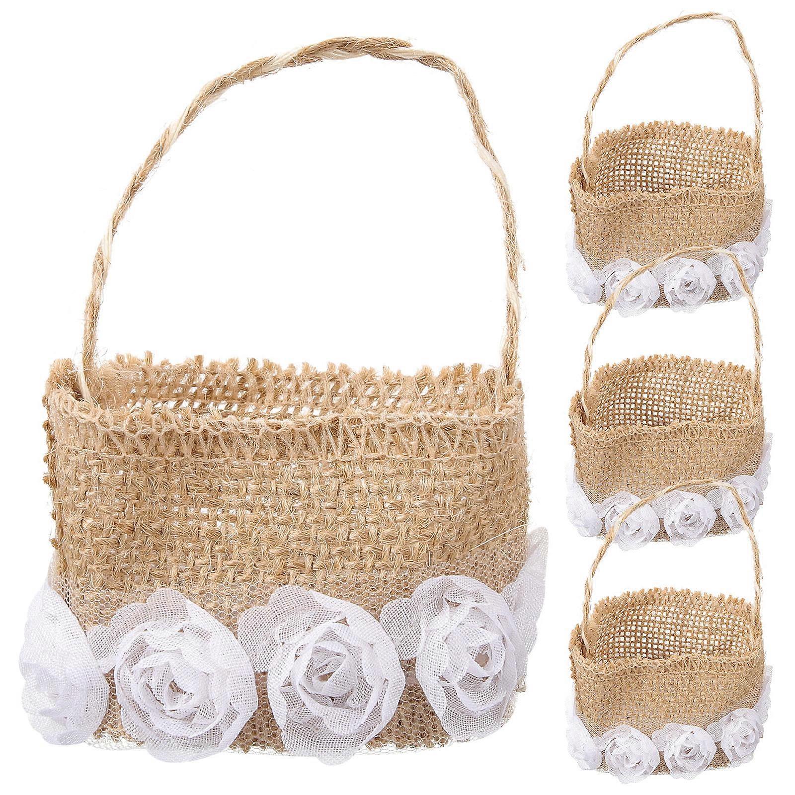 Ceremonial Linen Baskets, Portable Holders for Flowers and Event Decorations