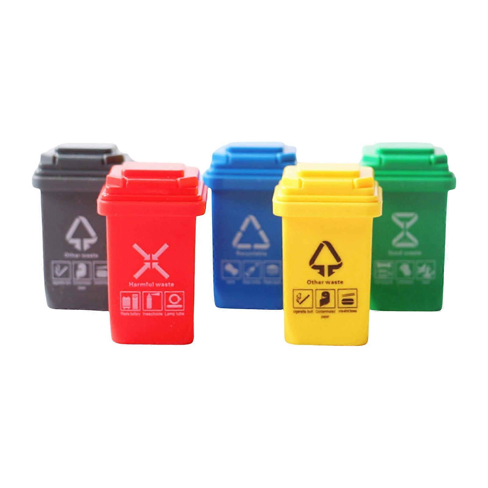 Tiny Plastic Wastebaskets for Model Home Decors 5pcs Mini Garbage Containers With Openable Cover