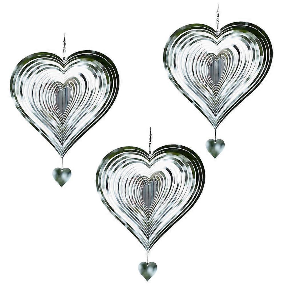 3D Wind Spinner Silver Heartshaped Wind Spinner for and Garden Hanging Wind Spinner