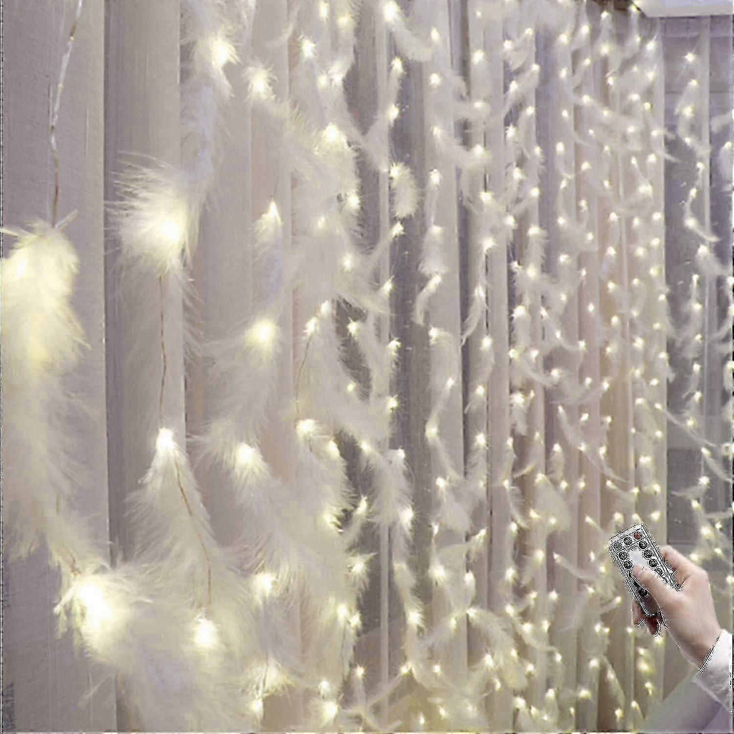Feather String Lights, Led Decorative Lights, Remote Control Romantic Wall Hanging Curtain Decoration,feather String Lights High quality
