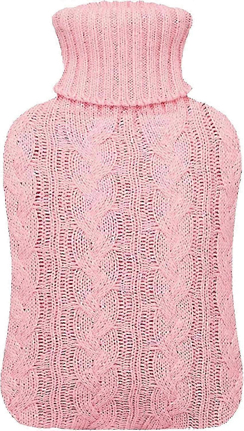 Pink 1.10L Hot Water Bag with Cozy Knitted Cover, Suitable for Personal Use to Keep Warm and Comfortable