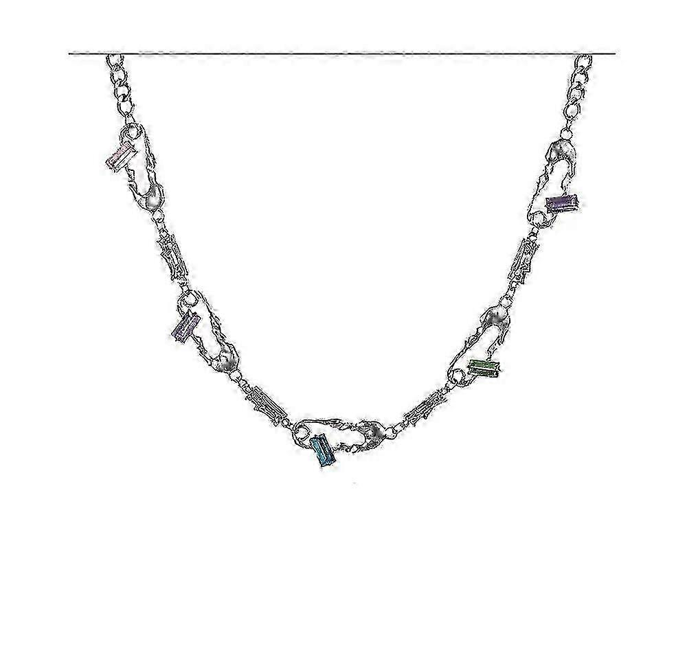 Collana con ciondolo a graffetta di cristallo colorato