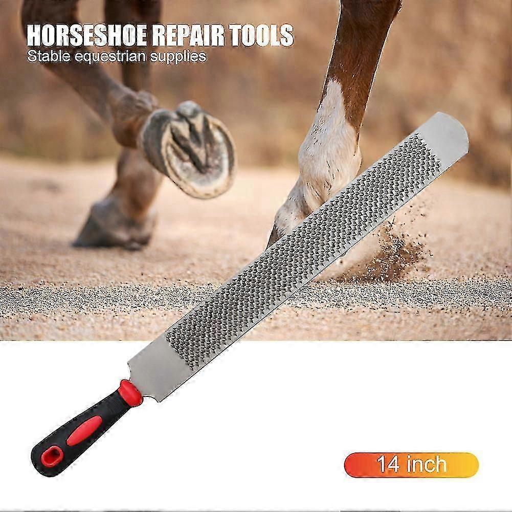 14 Inch Carbon Steel Hoof Rasp with Rubber Handle - Horseshoe File for Horse & Cow