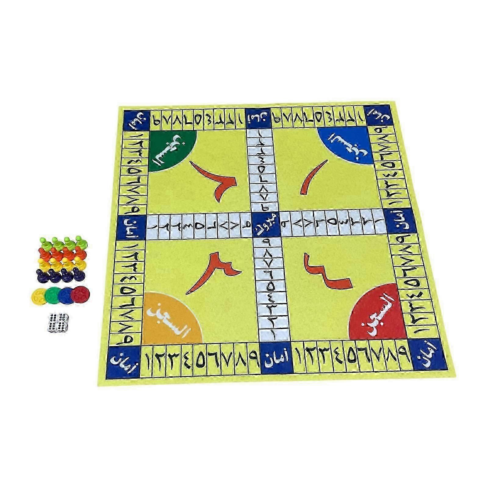 Family Learning Dice Game Wooden Ludo Board Game Classic Game 1-4 Players Family Dice Game Set for Holiday Party Large groups
