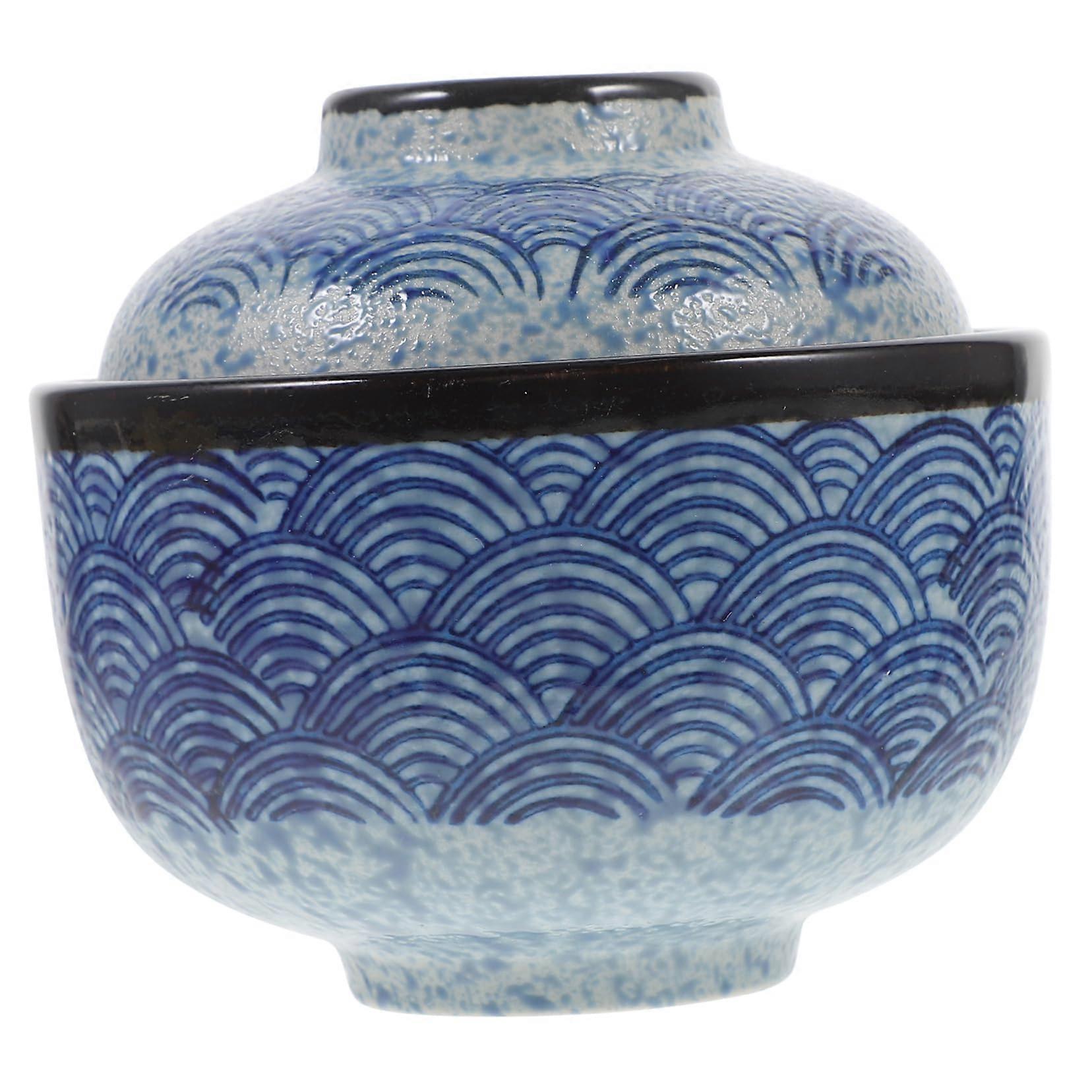 Ceramic Soup Cup Microwave Safe Lid For Ramen Miso Steamer Bowl